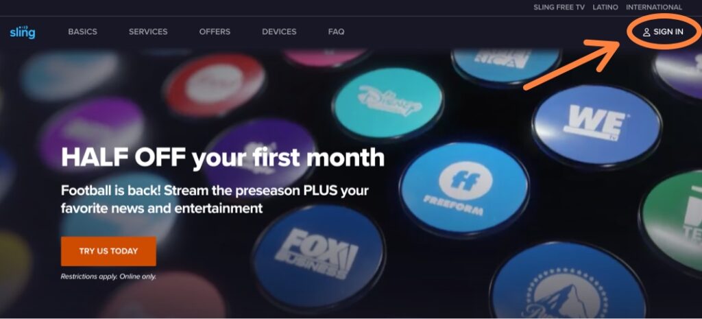 Sling TV Account log in
