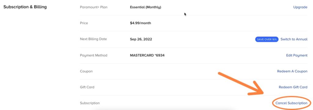 Paramount Plus Cancel Subscription