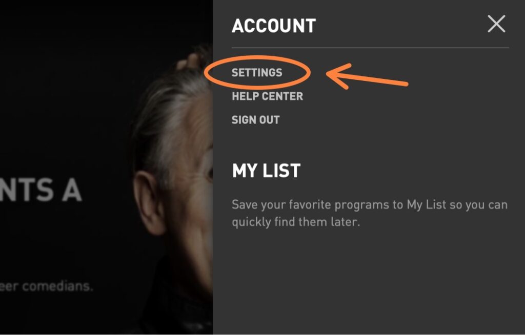 Showtime manage account settings