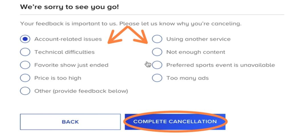Paramount Plus reason for cancellation complete cancellation
