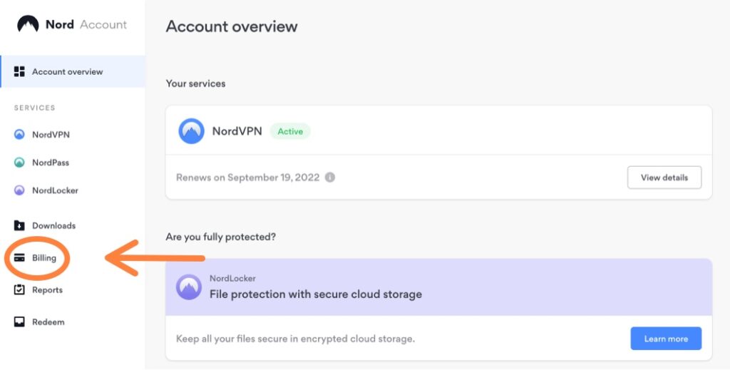 NordVPN choose the billing options