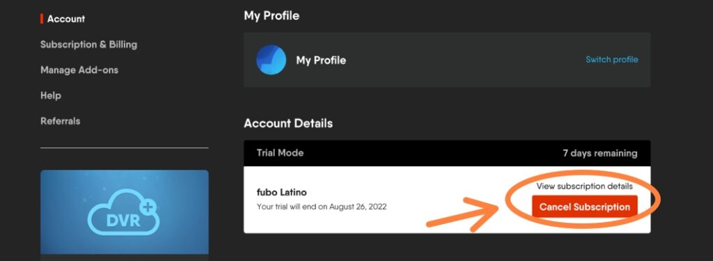 Cancel fuboTV subscription