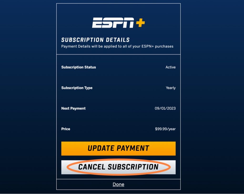 ESPN Plus cancel subscription