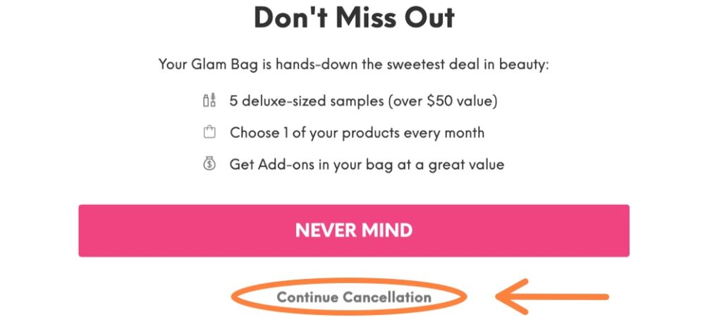 Continue cancel IPSY