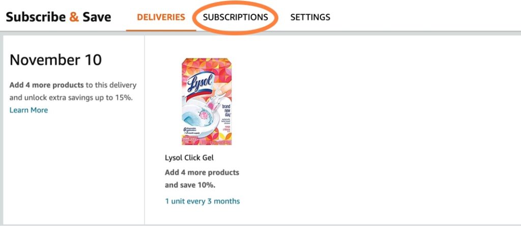 Cancel Amazon subscriptions choose the subscriptions settings